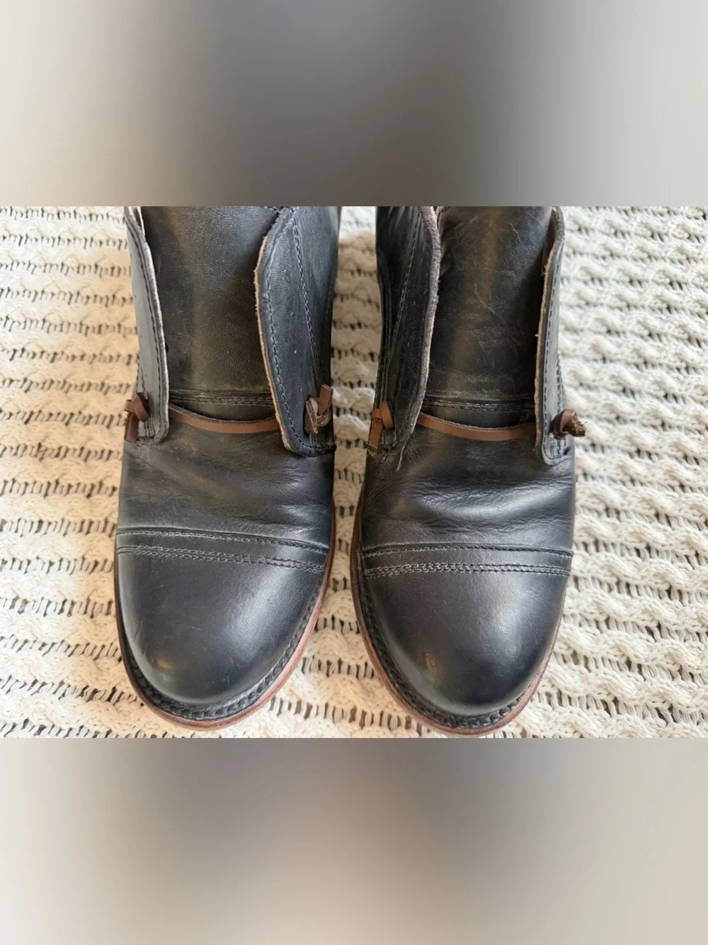 Freebird by Steven Mabel Black Leather Low Heel Oxford High Shoes Women Size 10